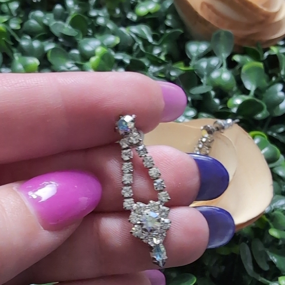 Elegant Silver and Drop Earrings with AB Crystals - Picture 5 of 9